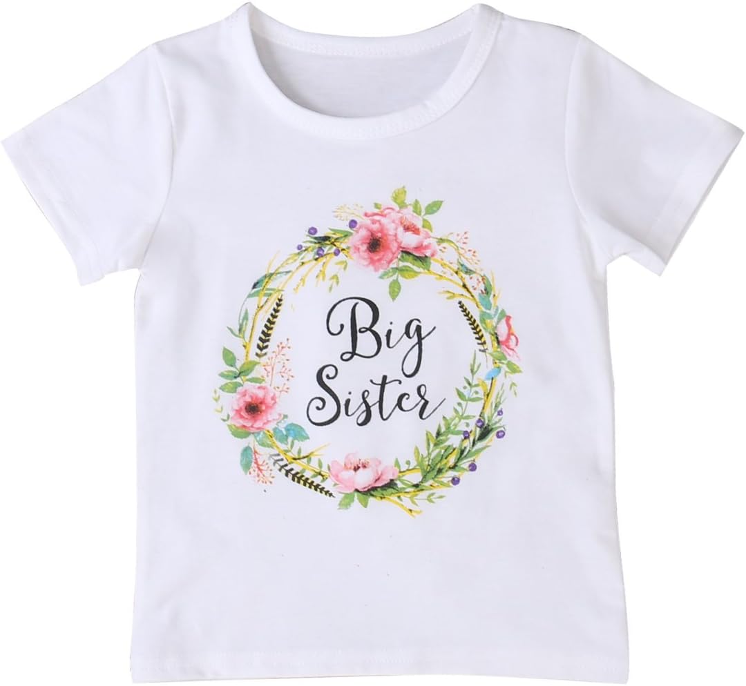 Mystyles Infant Toddler Baby Girls Cotton Sisters Matching Clothes T-Shirt Tops Outfits