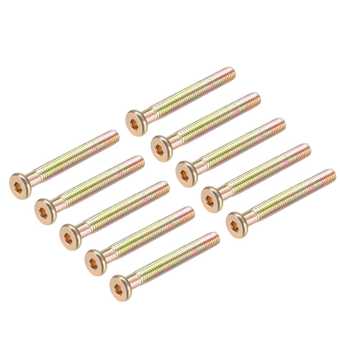 sourcing map M8x65mm Furniture Screw Hex Socket Machine Screws Zinc Plated Fasteners Bolts Half Thread Carbon Steel 10Pcs