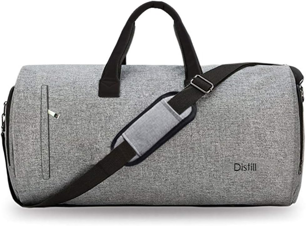 Foldable Garment Bag Carry on Duffel Bag Travel Bag for Men and Momen Flight Bag Weekender Travel Suit Bag (grey)