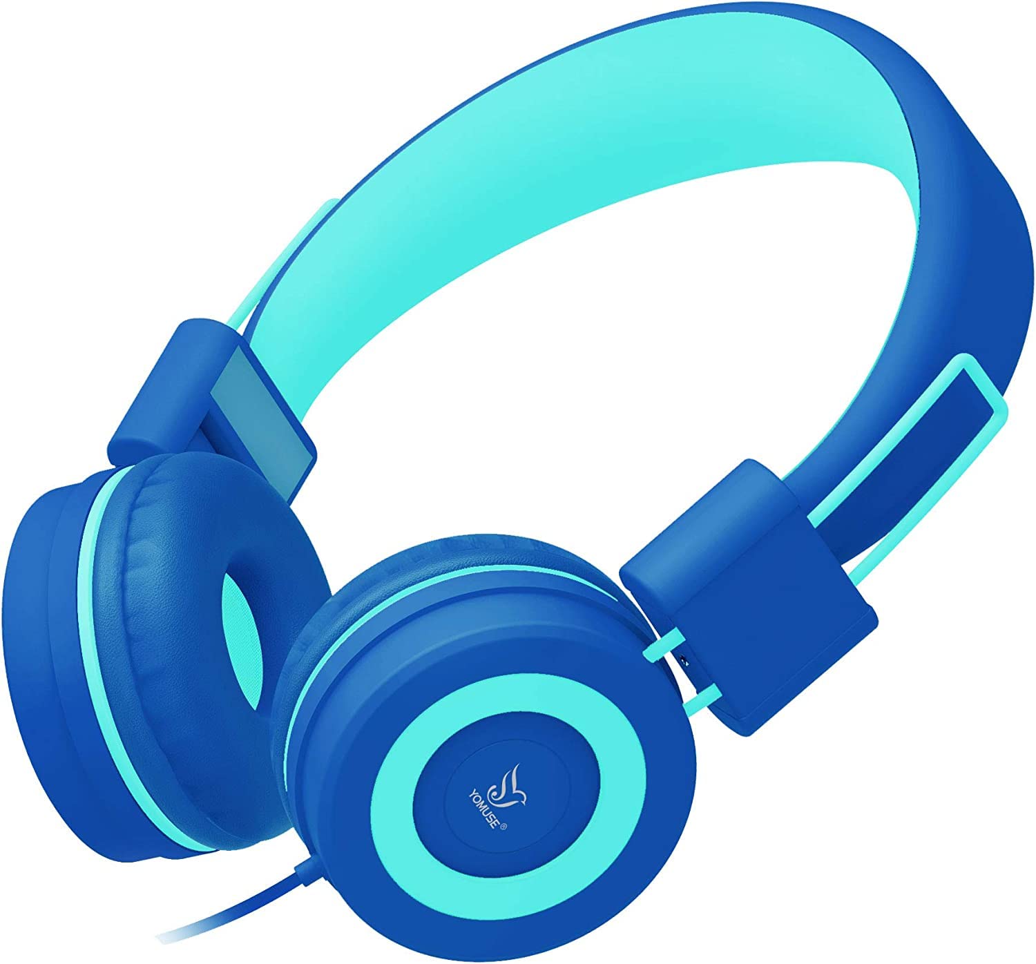 Yomuse C89 Kids Headphones, Wired Headphone without Microphone, On Ear Headphone with Adjustable, 3.5mm Aux Nylon Cable, Foldable Headphones for School Travel Girls Boys Adults (Sky Blue)