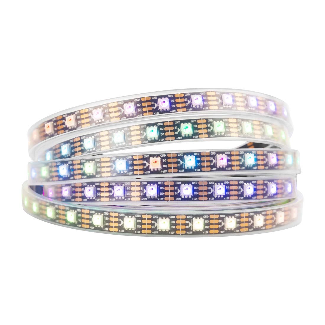 BTF-LIGHTING 16.4ft 300 Pixels WS2815 Upgraded WS2812B Individually Addressable Digital RGB LED Flexible Strip Light 5050 SMD Dual Signal Magic Dream Color DC12V Black PCB IP67 Tube Waterproof