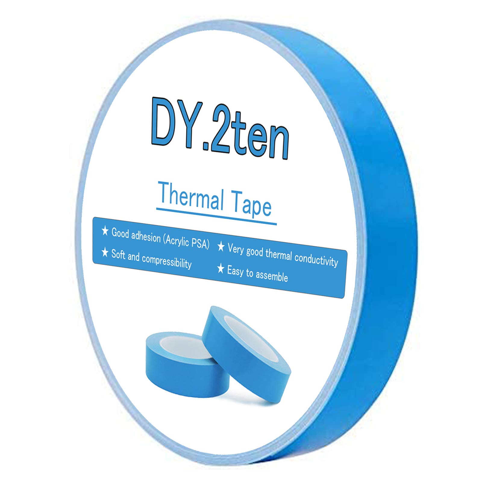 DY.2ten Thermal Adhesive Tape 10mmx25mx0.2mm, Double Sided Thermally Conductive Tapes,Cooling Tape for Heat Sink,LED Strips,Computer CPU, GPU,Coolers,SSD Drives,Easy to Apply,High Durability