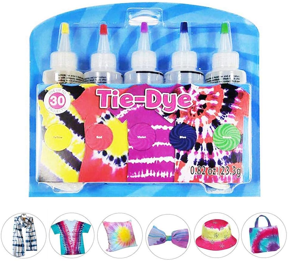Tie-Dye Kit, Fabric Textile Muti-Color Easy-Squeeze Dyes Bottles,DIY Clothing Graffiti Fabric, DIY Fashion Dye Kit for Kids, Adults