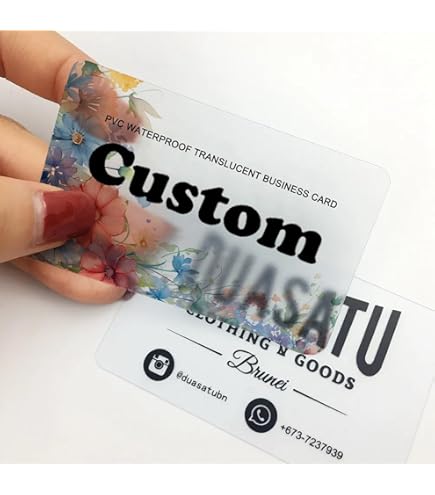 Custom Semiclear Plastic Business Cards, Semitransparent PVC Business Cards with Custom Printing, Waterproof Calling Cards with QR Code, Translucent ID Cards for Business (100) : Office Products