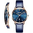 OLEVS Women Wrist Watches Ultra Thin 6.5mm Minimalist Dress Fashion Quartz Waterproof Date Day Leather Strap Slim Watches for