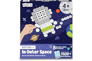 BINCA Dotties Dot Art Activity Kit - Space, 1500+ Stickers, Mess-Free Activities, DIY Dot Sticker Art for Toddlers, Kids Travel Activities, Craft Kits & Gifts for Boys & Girls Ages 4,5,6,7