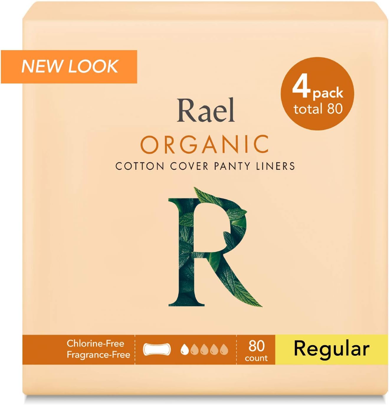Rael Certified Organic Cotton Panty Liners, Regular - 2Pack/40 total - Unscented Pantiliners - Natural Daily Pantyliners (2 Pack) ,6 Inch: Health & Personal Care