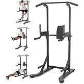 Garvee Pull Up Bar Free Standing Workout Equipment, Power Tower Dip Station | 450LBS Weight Capacity Strength Training Fitness Equipment for Home Gym