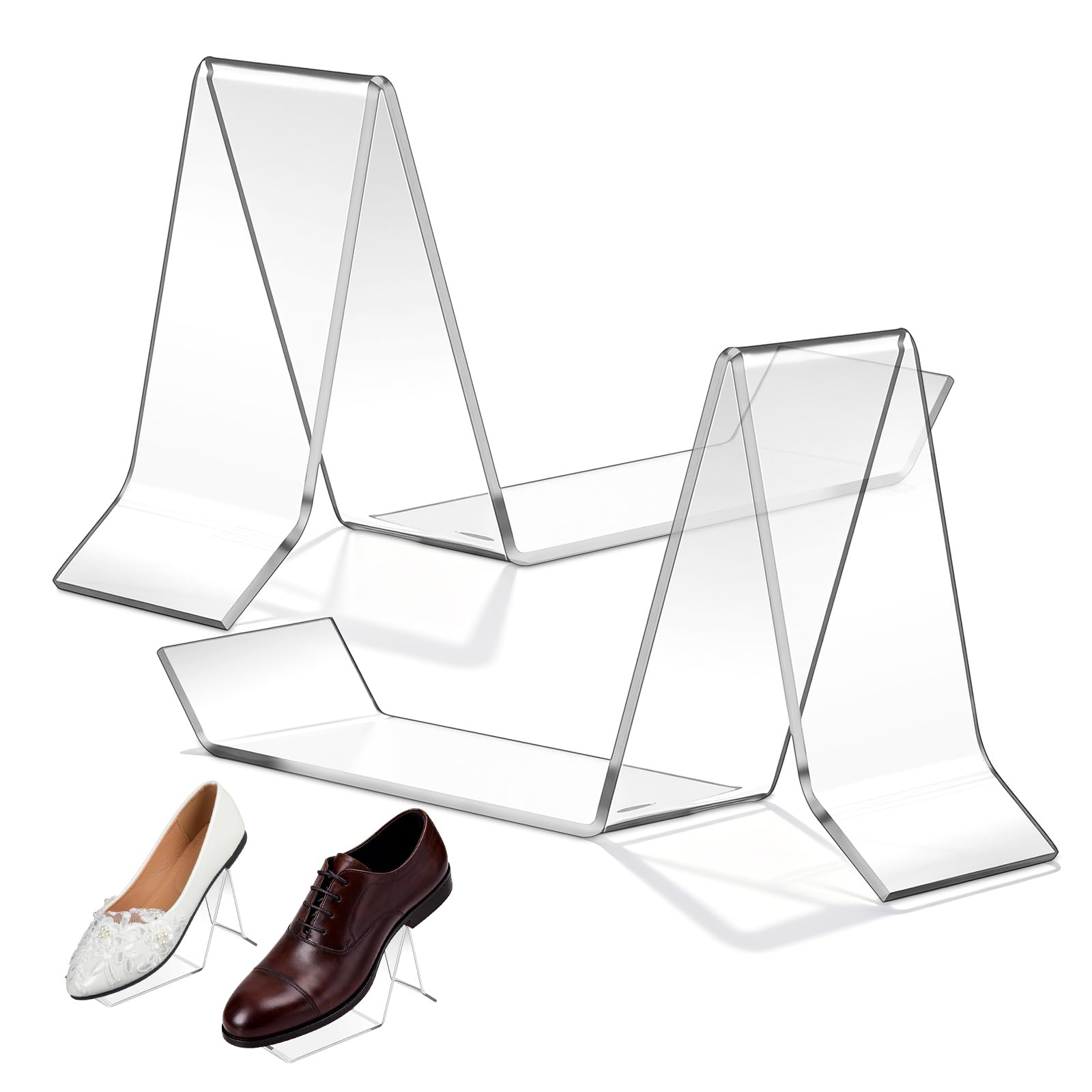 iplusmile 2 pcs Clear Acrylic Shoe Display Stand: Shoe Display Support Rack Holder for Retail Store, Home Wardrobe-Sandal, High Heel, Trainers