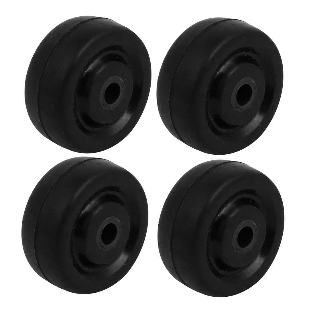 sourcingmap 1.5-inch Diameter Rubber Wheel Skateboard Trolley Caster Pulley Black 4pcs