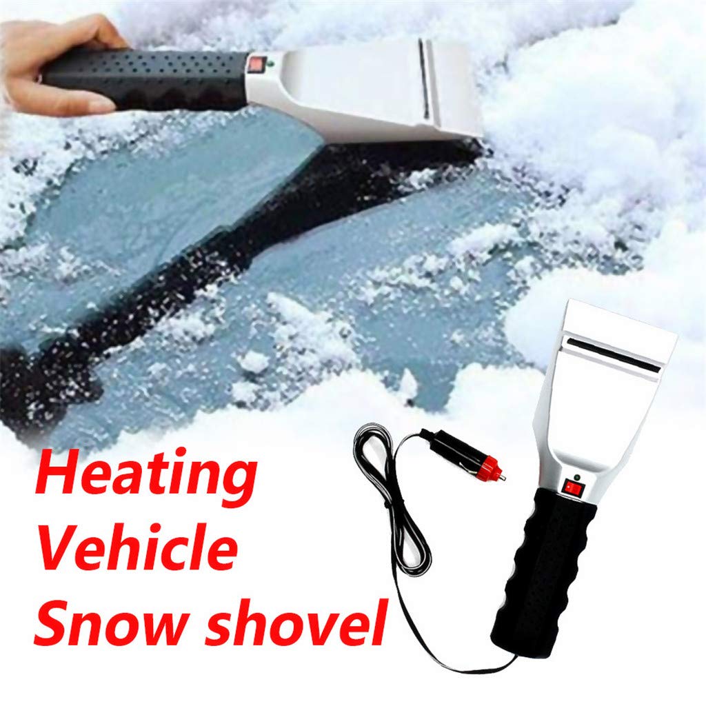 HeziCat Heated Snow Ice Scraper for Car - Electric Heated Auto Windshield Window Ice Scrapers with Squeegee for Cars