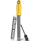 Stainless Steel Lemon Zester with Handle, Citrus Zester Grater for Cheese | Extra Sharp Blade plus Protective Cover, Non Slip Comfort Grip, Dishwasher Safe, Shreds Garlic, Ginger, Nutmeg, Chocolate