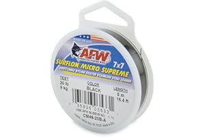 AFW American Fishing Wire Surflon Micro Supreme Nylon Coated 7x7 Stainless Steel Leader Wire - Knottable Wire Leaders for Fishing Saltwater, Fly Fishing, 13lb Test - 90lb Test, Bright, Black & Camo Colors