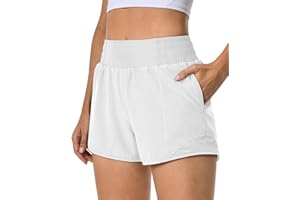 AVGO Women's High Waisted Running Shorts Quick Dry Athletic Shorts Workout Gym Shorts with Liner Pockets(Black,X-Large)