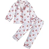 Fsadfeas Toddler Girl Boy Christmas Pajamas Santa Claus Button Down 2 Piece Pajama Set Little Kids Christmas Pjs Nightgown