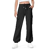 BOOPH Girls Sweatpants Kids Baggy Cargo Pants Athletic Drawstring Jogger Pants with Pockets 7-14Y