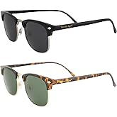Islander Eyes Phuket Polarized Sunglasses for Men or Women 2 Pairs Semi Silver Metal-Rimmed Black & Tortoise Frames w/Smoke & Green Lenses