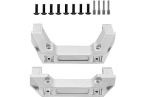 Linsvirgo 2 PCS 1/10 RC Crawler CNC Aluminum Alloy Front & Rear Bumper Mount Fit for 1/10 RC Truck Crawler TRAXAS TRX4 Land Rover Defender/Sports Edition Upgrade Replacement Part Accessory - Sliver