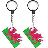 QQSD Wales Flag Keychain Welsh Key Ring, 2 Pack