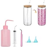 Snow Globe Tumbler Supplies for Glitter Snow Globe DIY Contains Plastic Squeeze Bottle Small Funnel Tweezers Bent Syringe for Cup Making,DIY Glitter Snow Globe Tumbler Craft