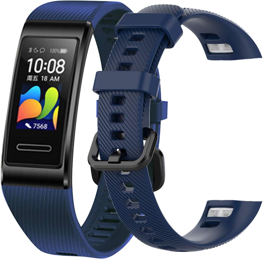 teyiwei Dark Blue Silicone Wrist Strap Compatible for Band 3 Pro Replacement Watch Band Bracelet Compatible with Band 4 Pro