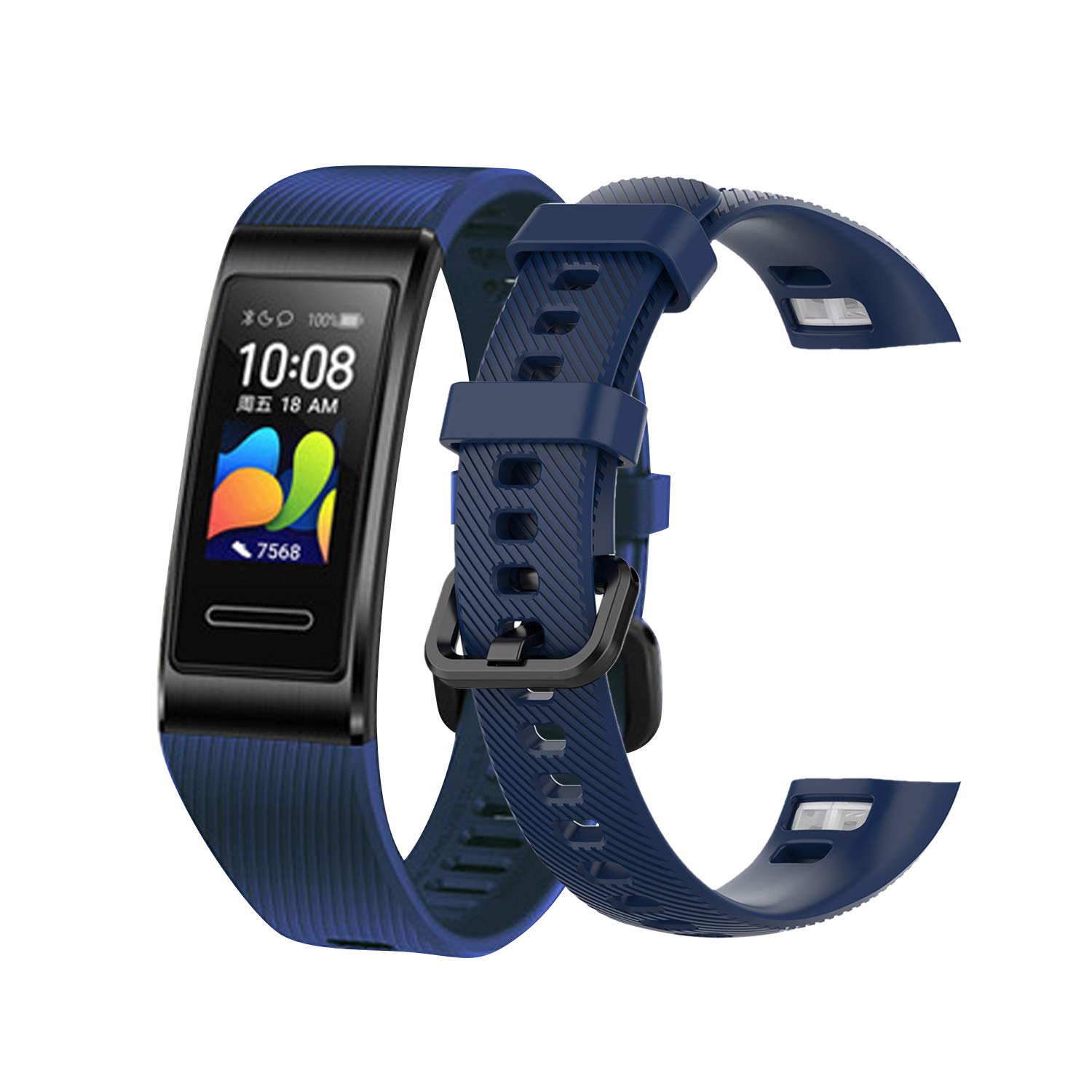 teyiwei Dark Blue Silicone Wrist Strap Compatible for Band 3 Pro Replacement Watch Band Bracelet Compatible with Band 4 Pro