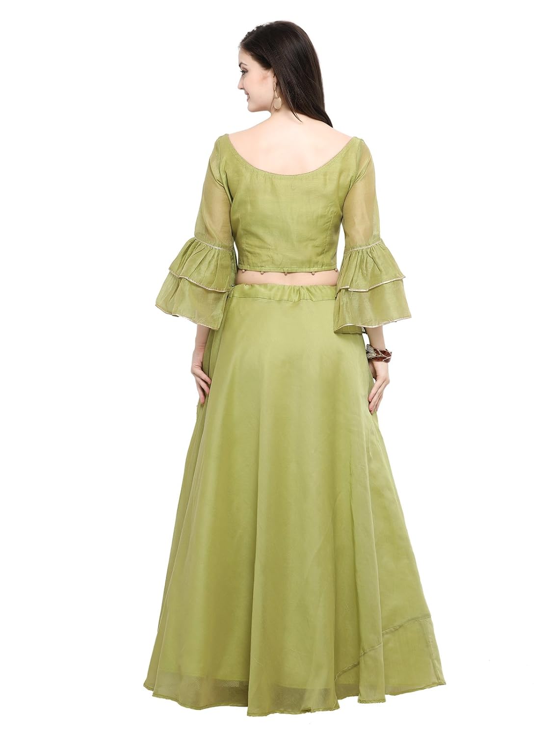 inddus women's cotton flared skirt (ind-ifw-84, green, free size)