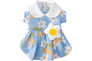 BIECWIAY Dog Dress Soft Breathable Puppy Dresses Elegant Princess Lace Floral Pet Dress with Sunflower for Small Dog