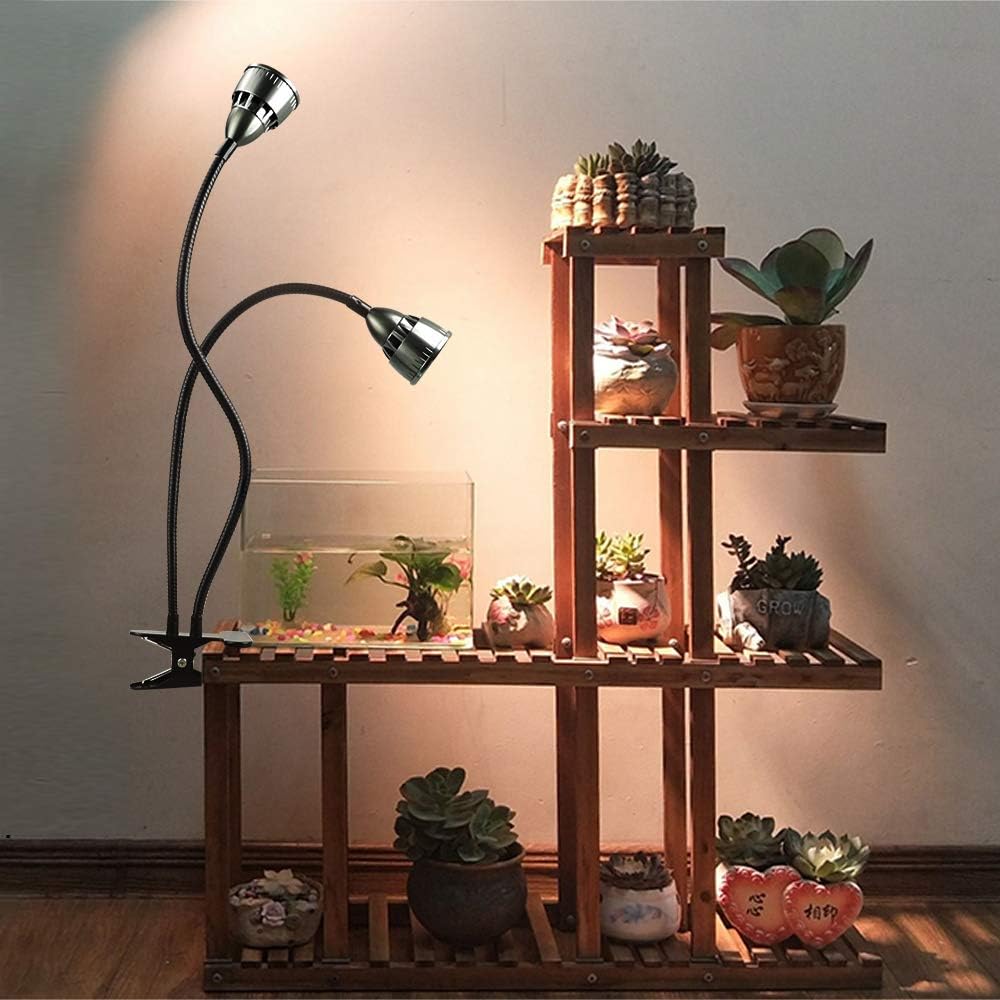 LED Grow Light for Indoor Plant,360° Gooseneck Dual Head Clip-on Plant Lights for Seedlings Succulents Micro-Greens,Timer Function (3 Modes & 10-Level Brightness): Home Improvement