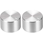 uxcell 2pcs Potentiometer Knob Knurled Shaft Silver Tone Aluminum Smooth Surface Rotary Knob 20mmx13mm Volume Control Knob