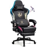 GTPLAYER Gaming Chair with Bluetooth Speakers and Footrest, Dragon Series Video Game Chair, Heavy Duty Ergonomic Chair, Esports Gaming Chair, Computer Office Desk Chair(DEEP Black)