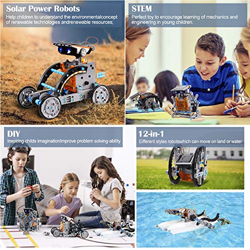 Innoo Tech Stem Robot Educational Toys for kids 8 9 10+ Years Old Solar Robot Science Kits, 12-in-1 STEM Solar Power Toys Kits DIY Science Coding Experiment Educational Building