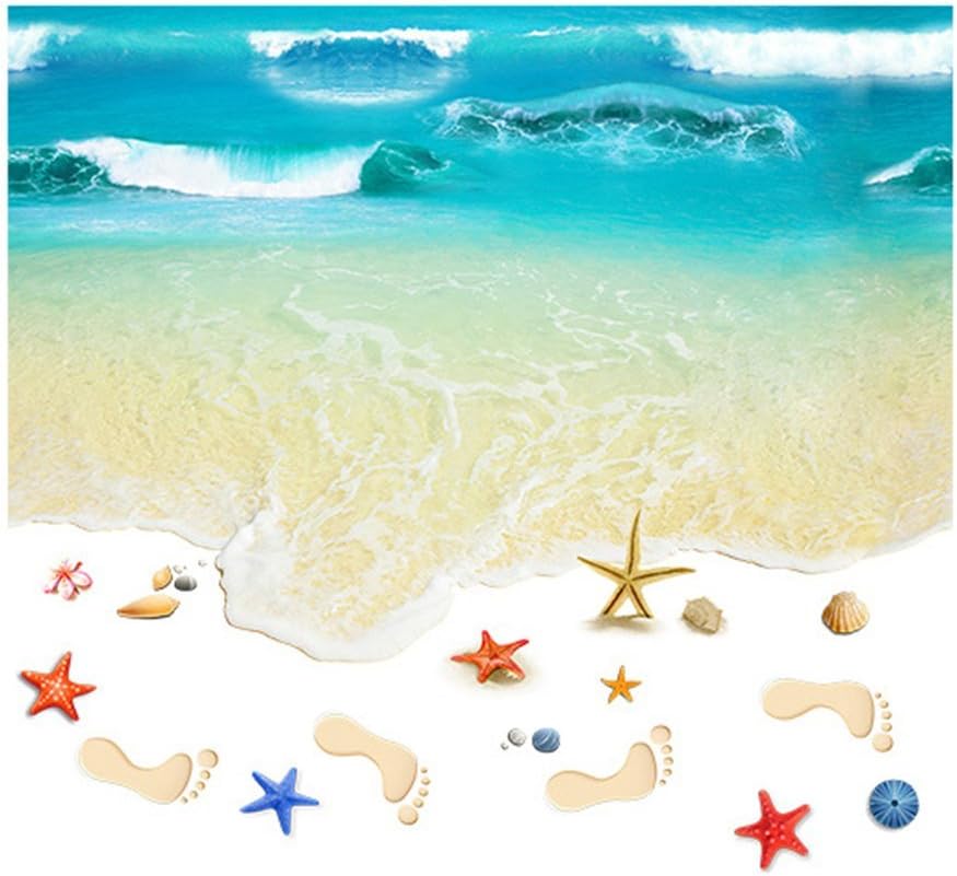 Beach Pattern 3D Flooring Wall Sticker Floor Painting Self-adhesive Removable