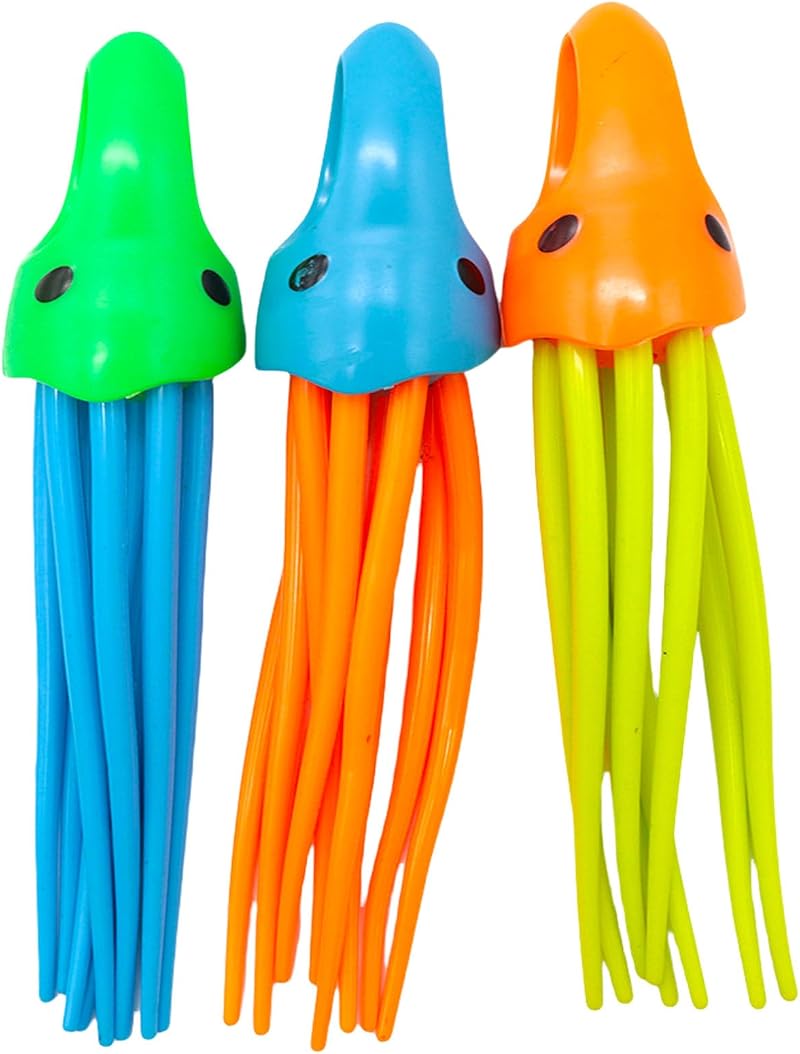 COSORO 3Pcs Diving Squid Toys Swimming Pool Sinking Fun Dive Bath Toy