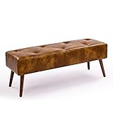 Furnimart Faux Leather Bench Ottoman, Tufted Button