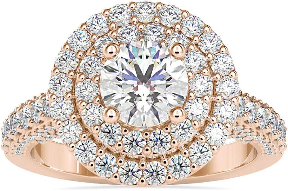 VVS Certified Halo Engagement Ring with 1.23 Ct Natural & 0