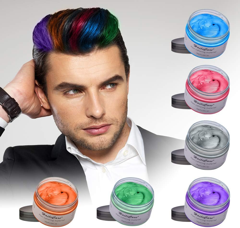 HailiCare Unisex Temporary Hair Dye Wax, Fashion DIY Hair Color Wax for Adults Kids & Children, Perfect for Party, Cosplay (6 Colors)