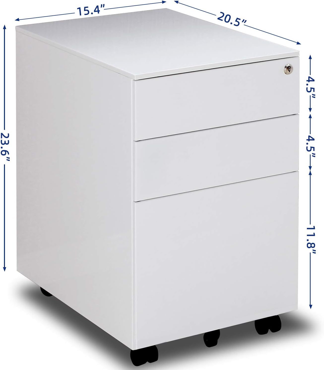 Ootori File Cabinet Office Mobile Filing Cabinet 3 Drawer Locking File Cabinet With 5 Wheels Rugged And Durable File Organizer For Storage Of Everyday Documents White2 Home Office Furniture Furniture