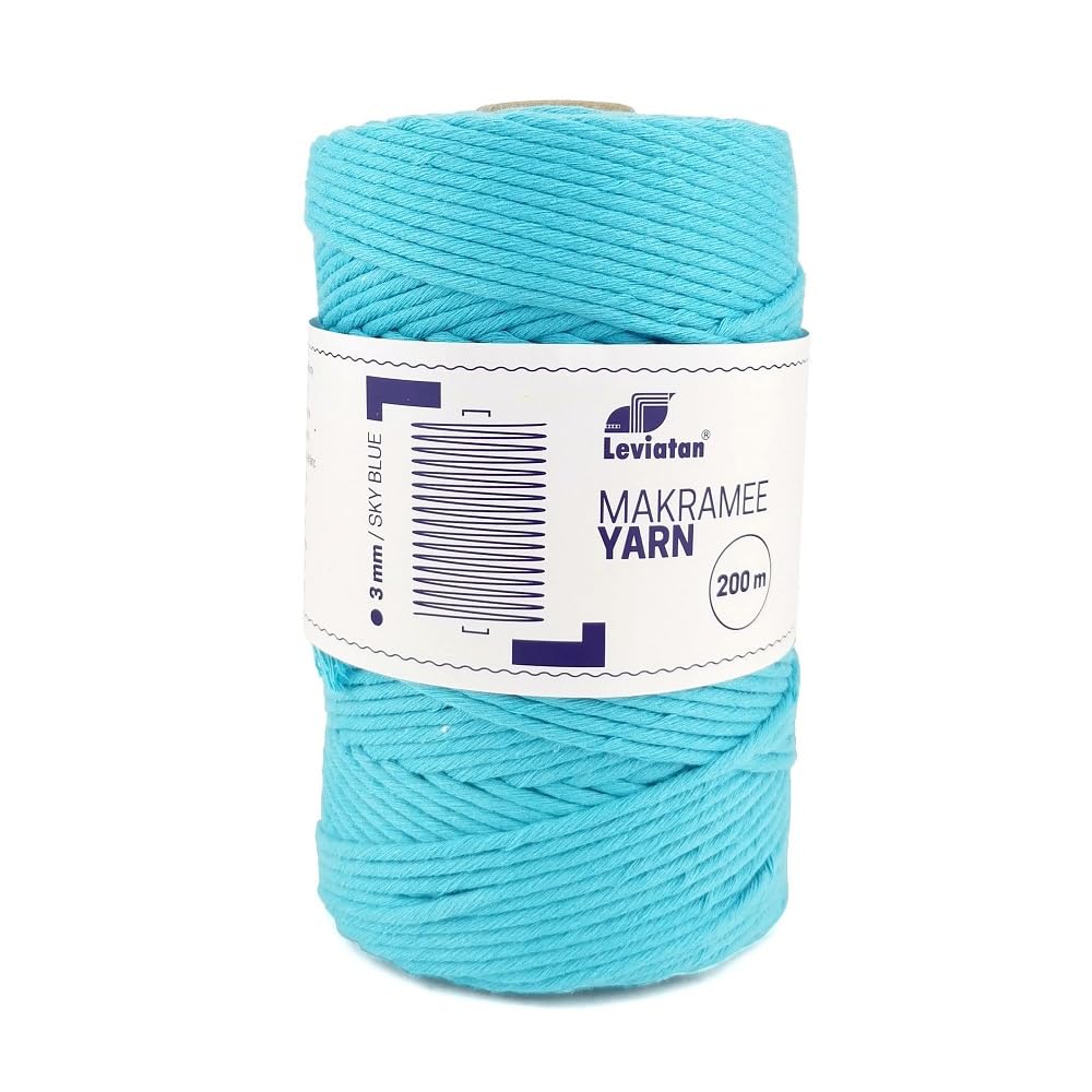 D.RECT 110970 Macrame Cord, Sky Blue, 200 m