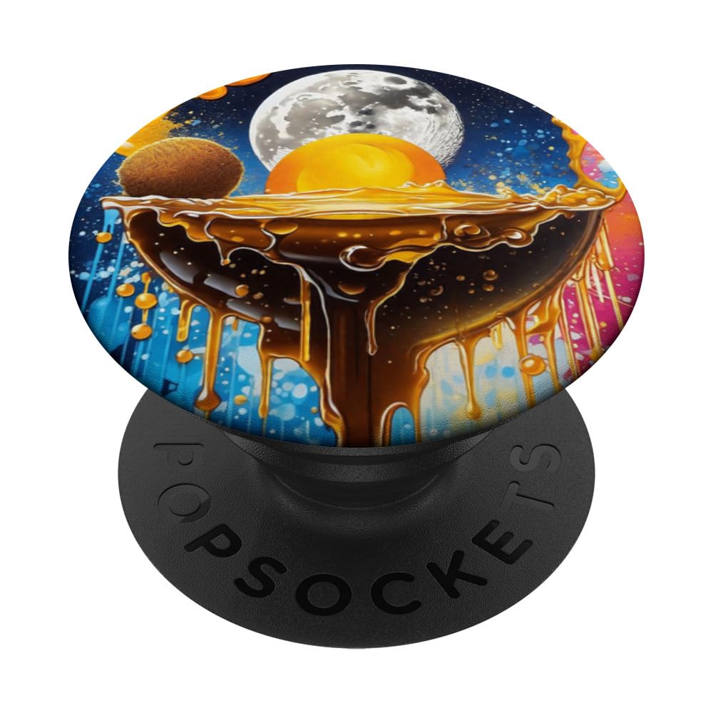 Cosmic Graffiti Splatter Art Sun and Moon Rainbow Graphic PopSockets Swappable PopGrip