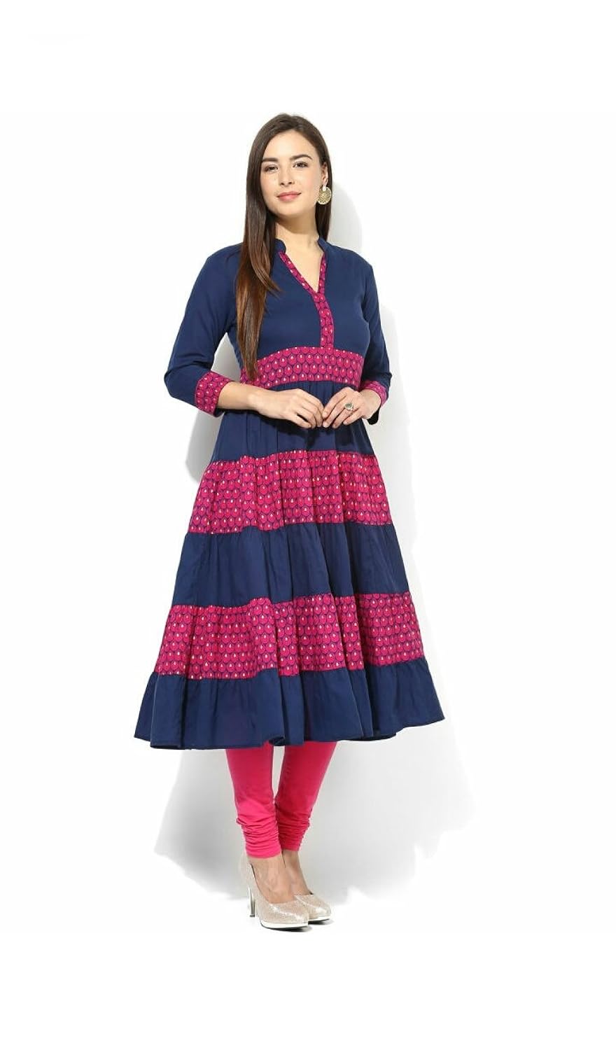 anjushree choice women's blue cotton anarkali kurti