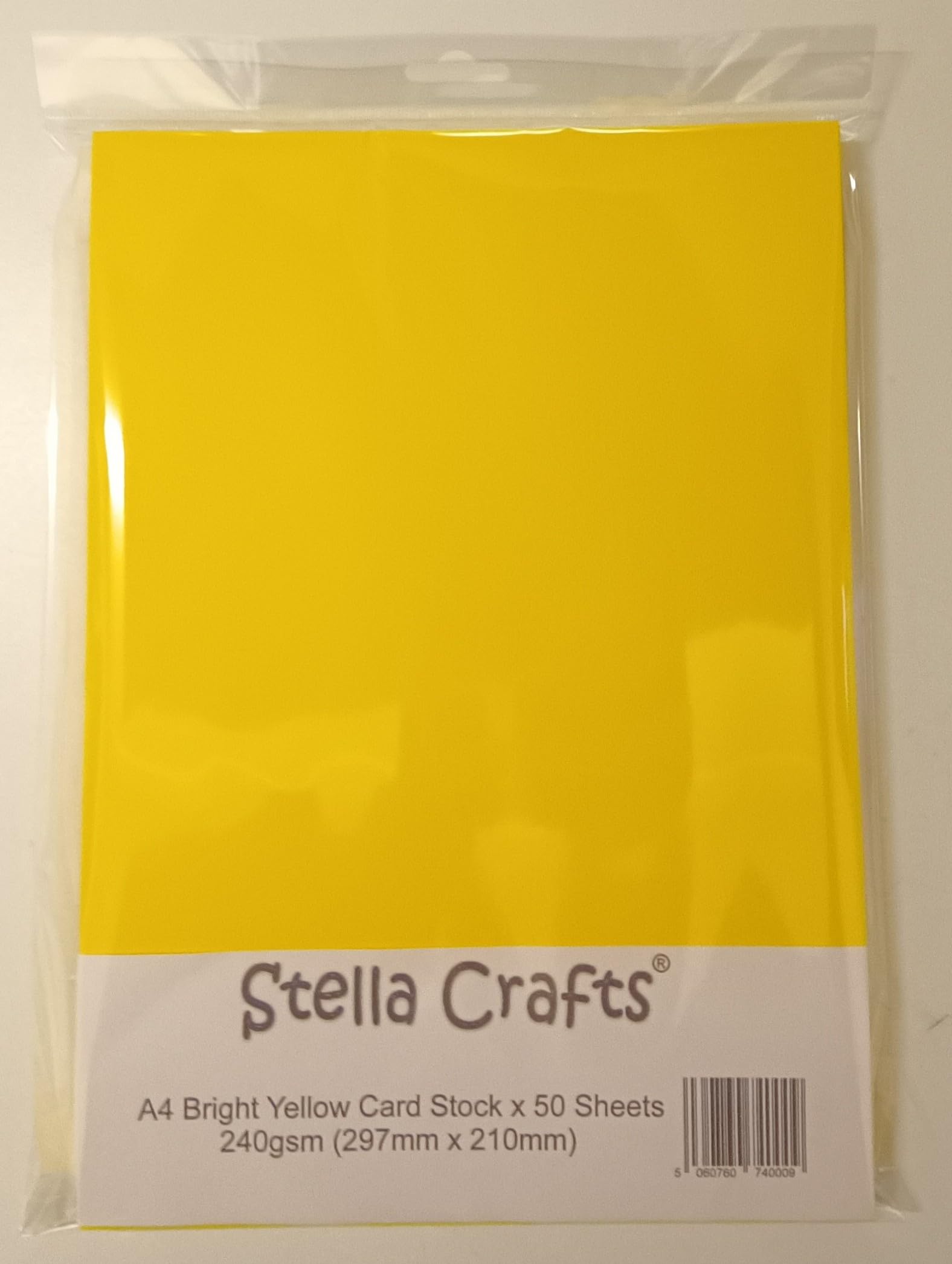 A4 Bright Yellow Card Stock x 50 Sheets, 240gsm (297mm x 210mm) - Stella Crafts