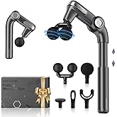 KingPavonini Foldable Massage Gun with Dual-Ball Head, Adjustable Head & Extendable Handle, Handheld Back Massage Gun Deep Tissue for Pain Relief, Portable Percussion Massager Gun, Gift for Men Women