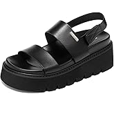 YorFotMae Platform Sandals Women with Back Strap, Open Toe Chunky Sandals with Arch Support, Cute Summer Beach Slides for Casual Outdoor Wear