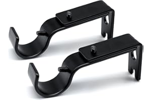 ztlab Curtain Rod Brackets Adjustable, 2 Pack Premium Bracket for Walls, Holder, Drapery Hardware Window Support Hanger for 1 Inch Rod, Black
