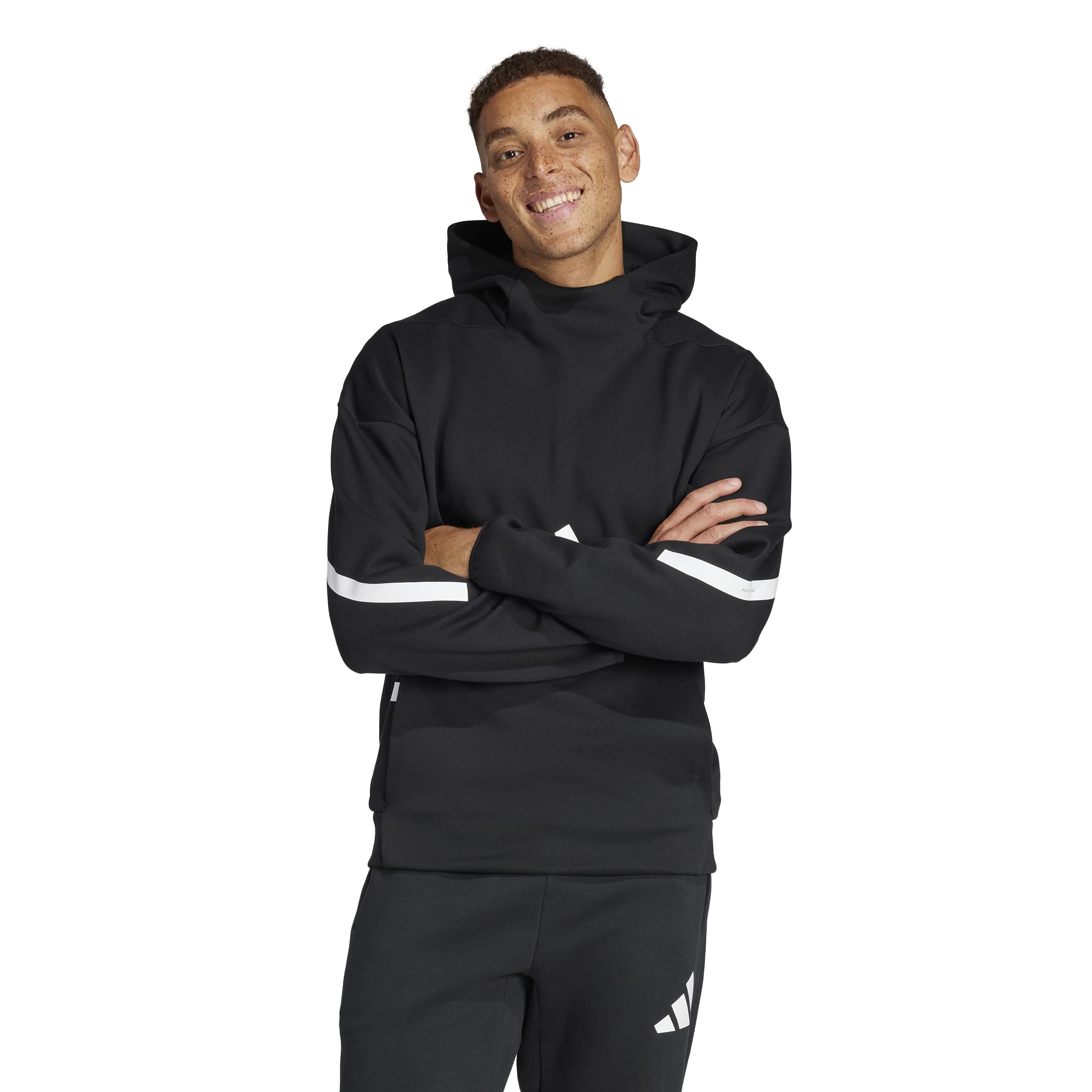 adidas Men’s Z.N.E. Sportswear Hoodie, Black/White, X-Small