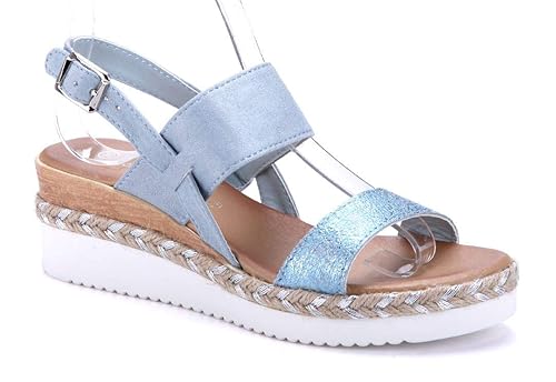 Schuhtempel24 Damen Schuhe Keilsandaletten Sandalen Sandaletten Keilabsatz 5 cm