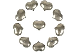 Justinstones Natural Pyrite Gemstone Healing Crystal 1 inch Mini Puffy Heart Pocket Stone Iron Gift Box (Pack of 10)