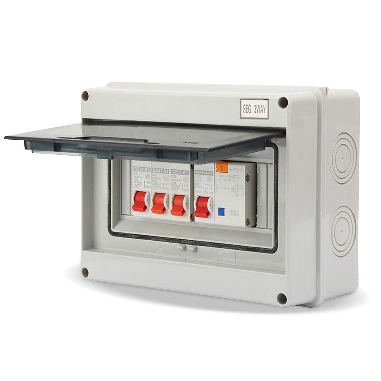 Consumer Unit Circuit Breaker Panel IP65 Plastic Leakage Circuit Breaker, Garage Consumer Unit, Garage Box Mini, Electric Consumer Unit (3 Way)