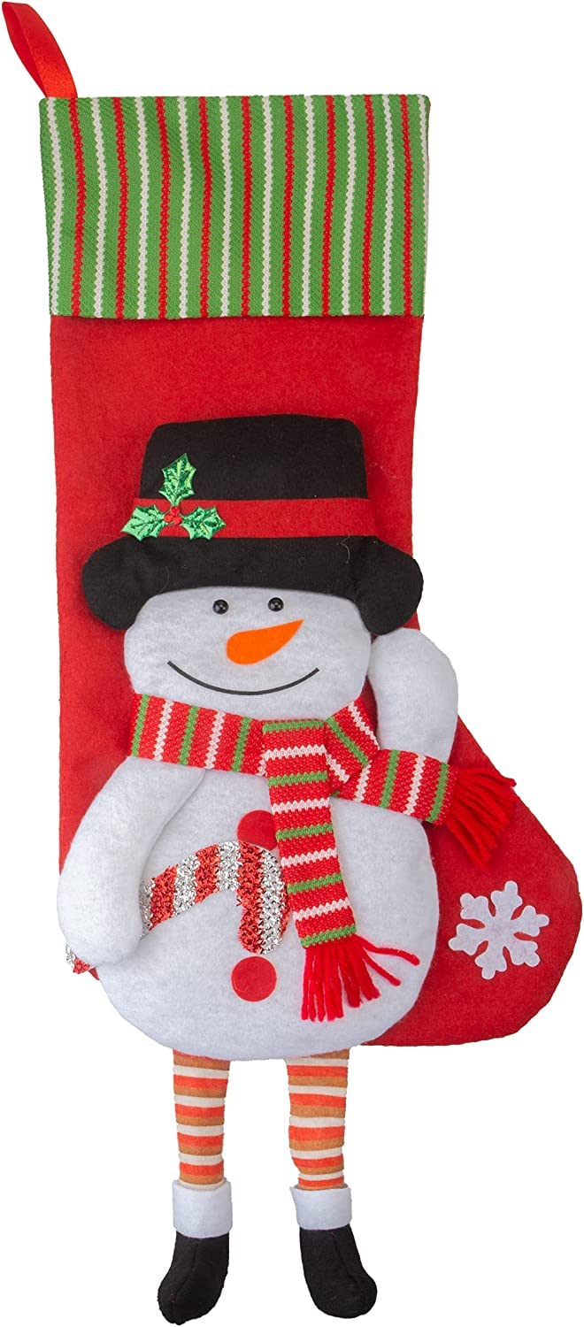 PMS VFM - Long Leg Snowman Design Christmas Stockings 54cm, Large, Jumbo, Traditional, Giant, Fluffy, Festive, Christmas, Xmas Eve, for Children